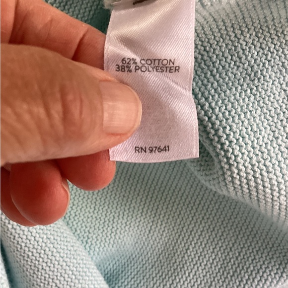 J.Jill textured 3/4-sleeve, V-neck sweater in powder blue. Women’s Sm/M - Picture 7 of 9